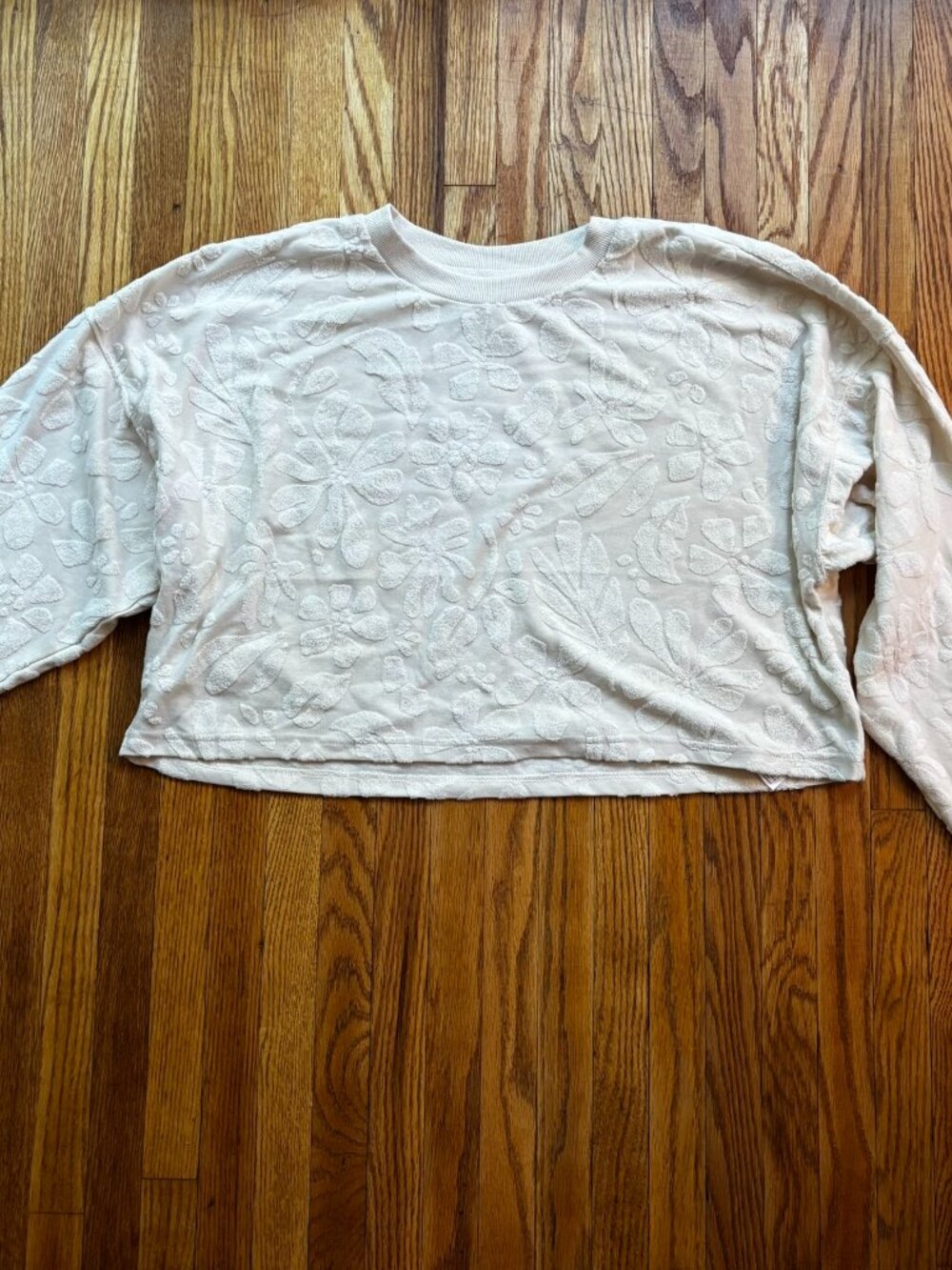 Billabong Cream Terrycloth Crop Long Sleeve